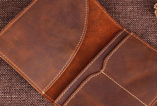 Vintage Leather Slim Men's Travel Bifold Passport Wallet