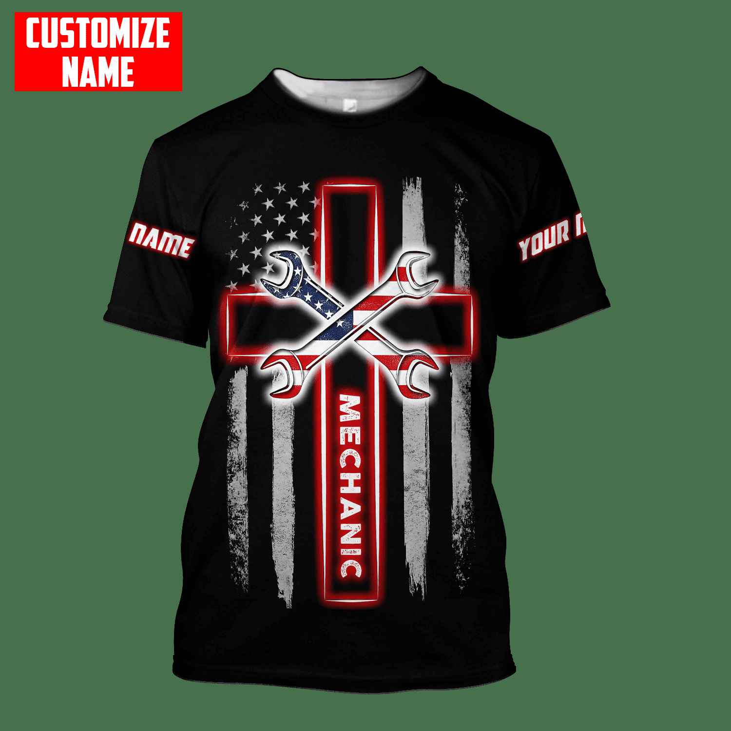 Joycorners Custom Name American Mechanic Printed 3D Hoodie