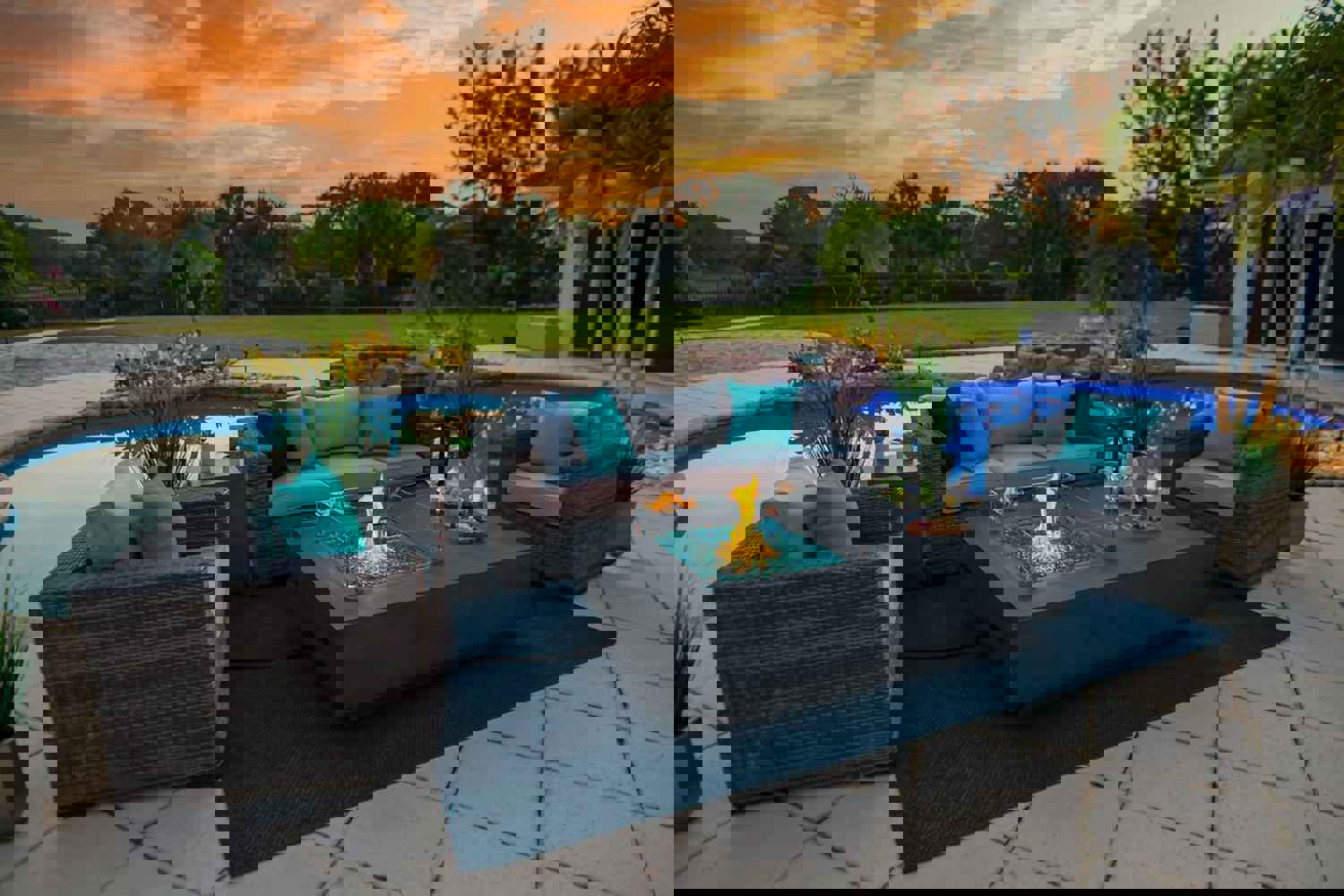 65 Rectangular Outdoor Propane Gas Fire Pit Table in Gray