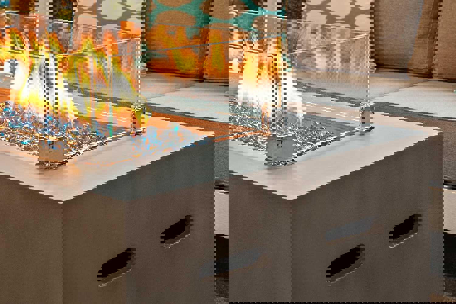 Akoya Outdoor Essentials 60” Rectangular Propane Gas Fire Pit Table in Gray