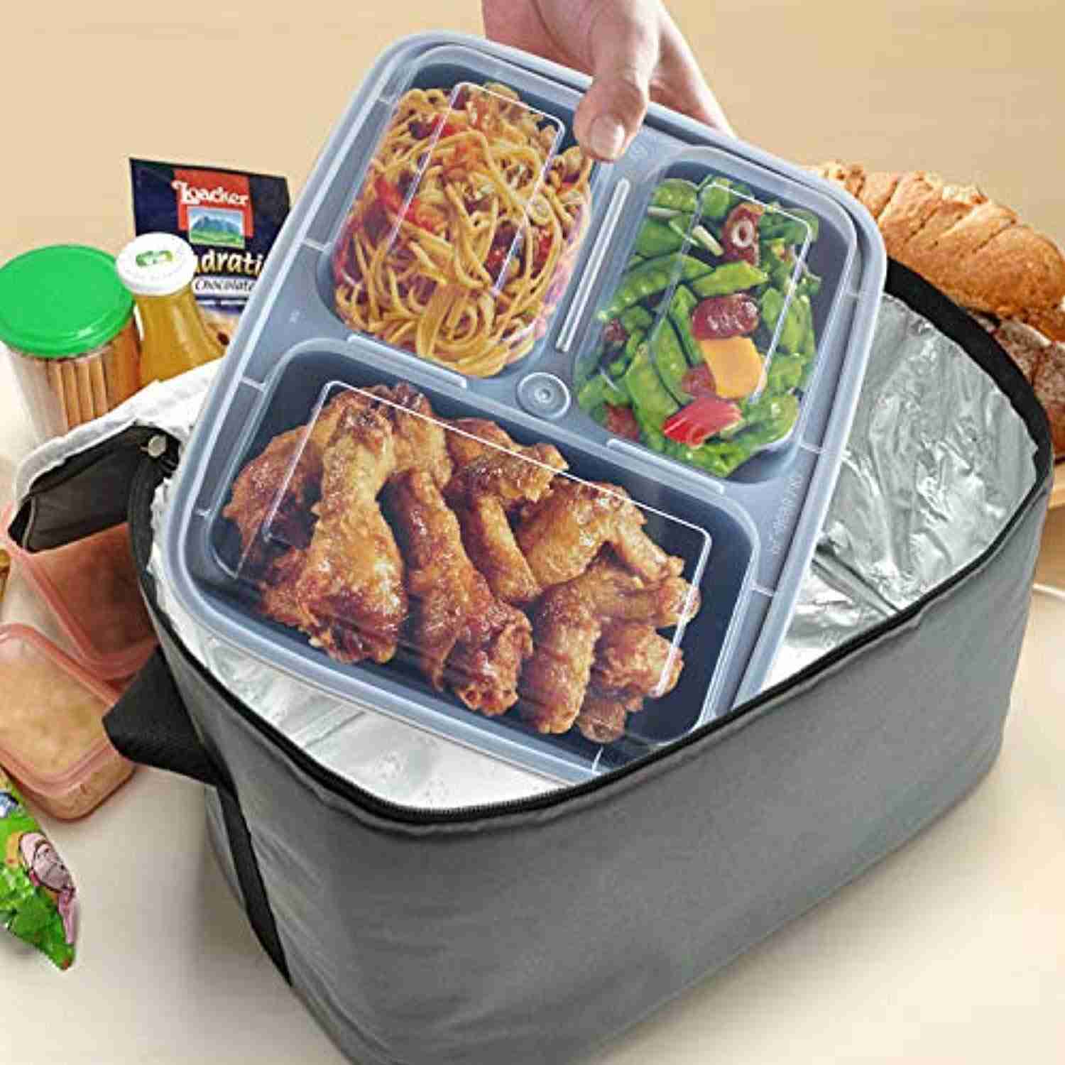 Enther 20 Pack 3 Compartment Meal Prep Containers with Lids - BPA Free, Reusable Lunch Box