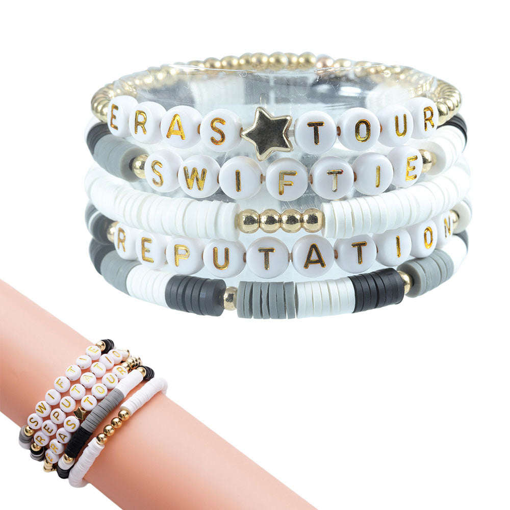 Set of 5Pcs Taylor Inspired Beaded Bracelets for Music Lovers
