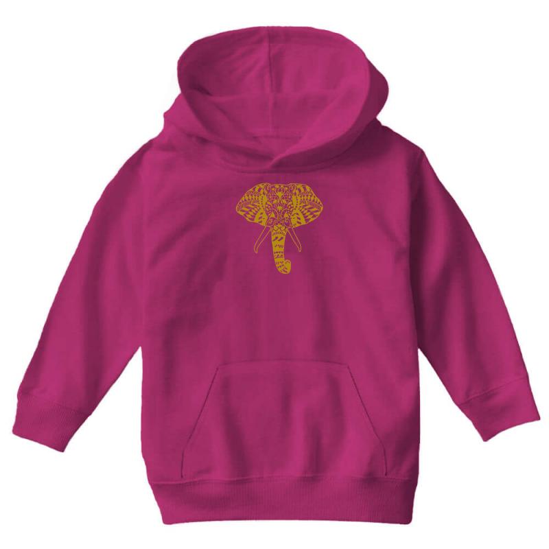 Tribal Print Elephant Geometric Gold Animals Cool Youth Hoodie