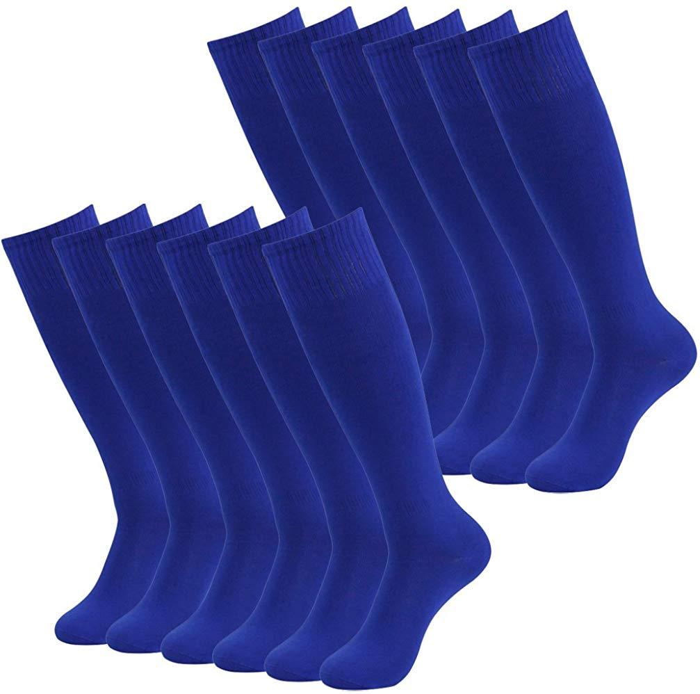 RTZAT Unisex Solid Knee High Soccer Socks - 2,6,12 Pairs Pack