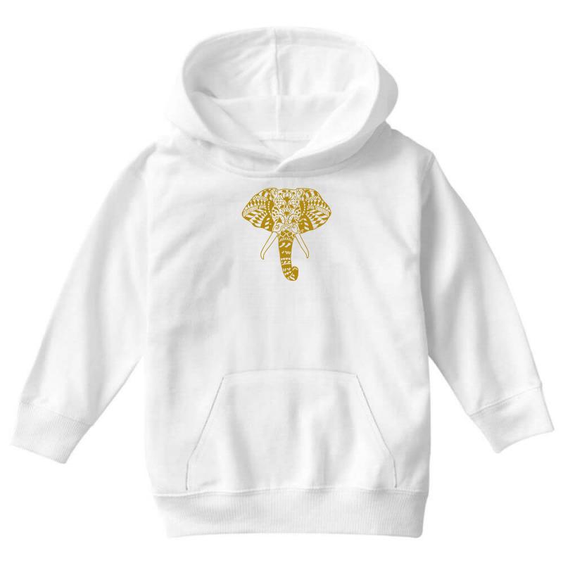 Tribal Print Elephant Geometric Gold Animals Cool Youth Hoodie