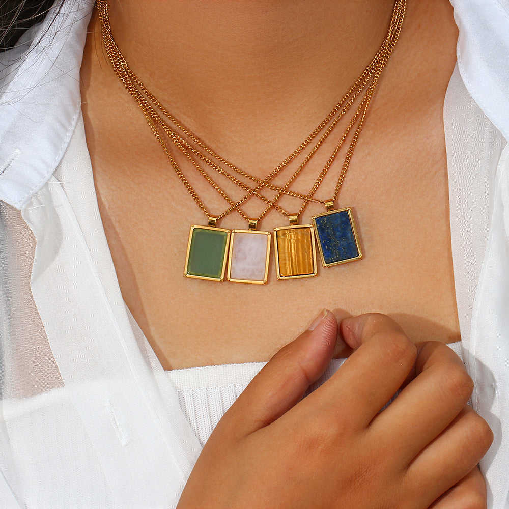 Women's Fashion Simple And Versatile Natural Stone Pendant Necklace