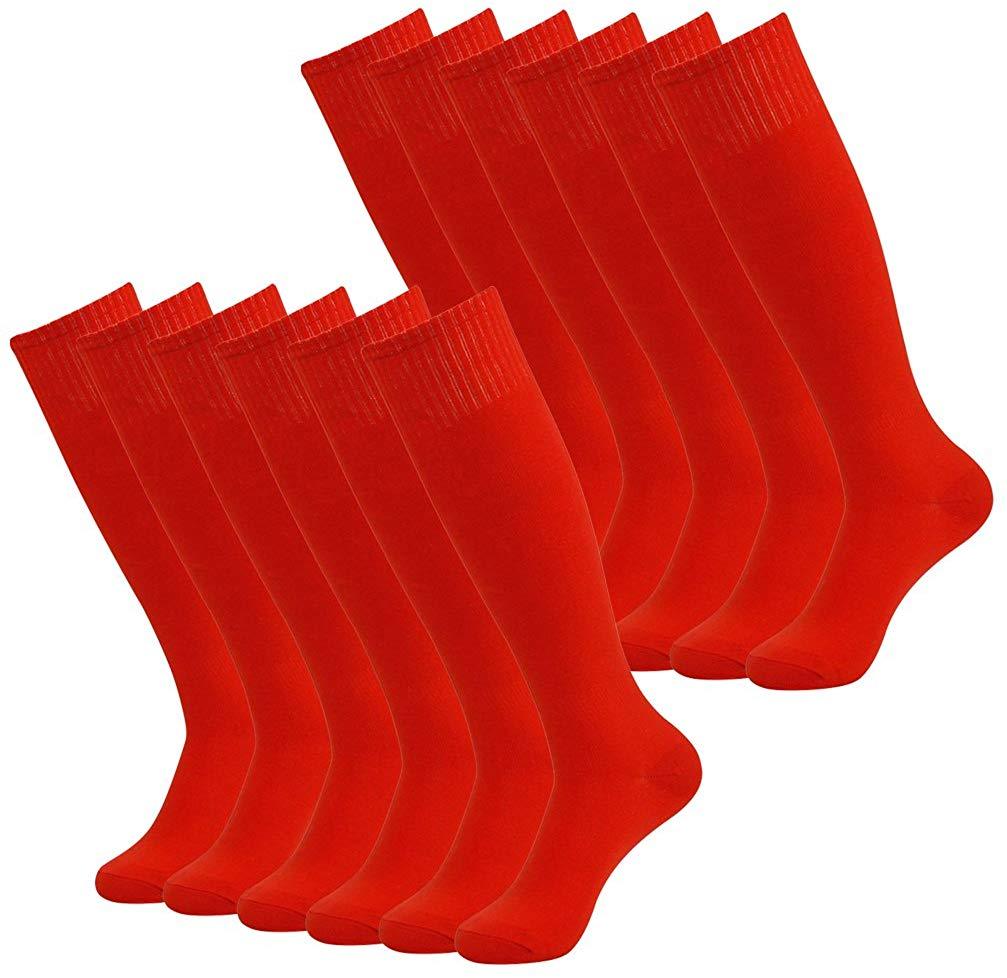 RTZAT Unisex Solid Knee High Soccer Socks - 2,6,12 Pairs Pack