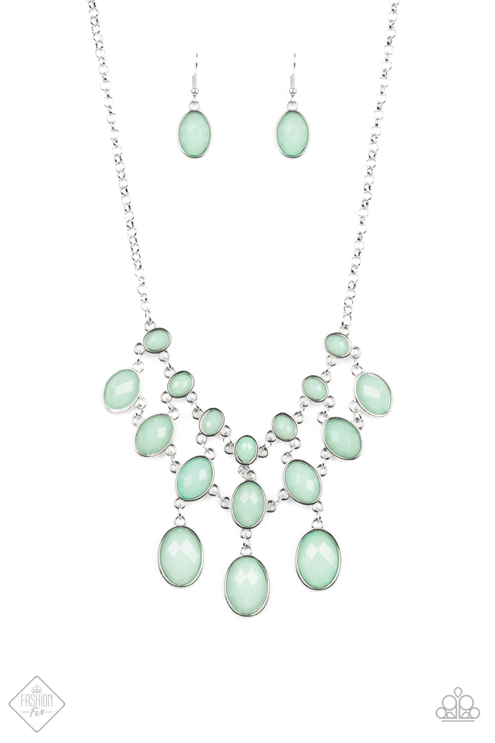 Paparazzi Mermaid Marmalade - Green Necklace & Earrings Set