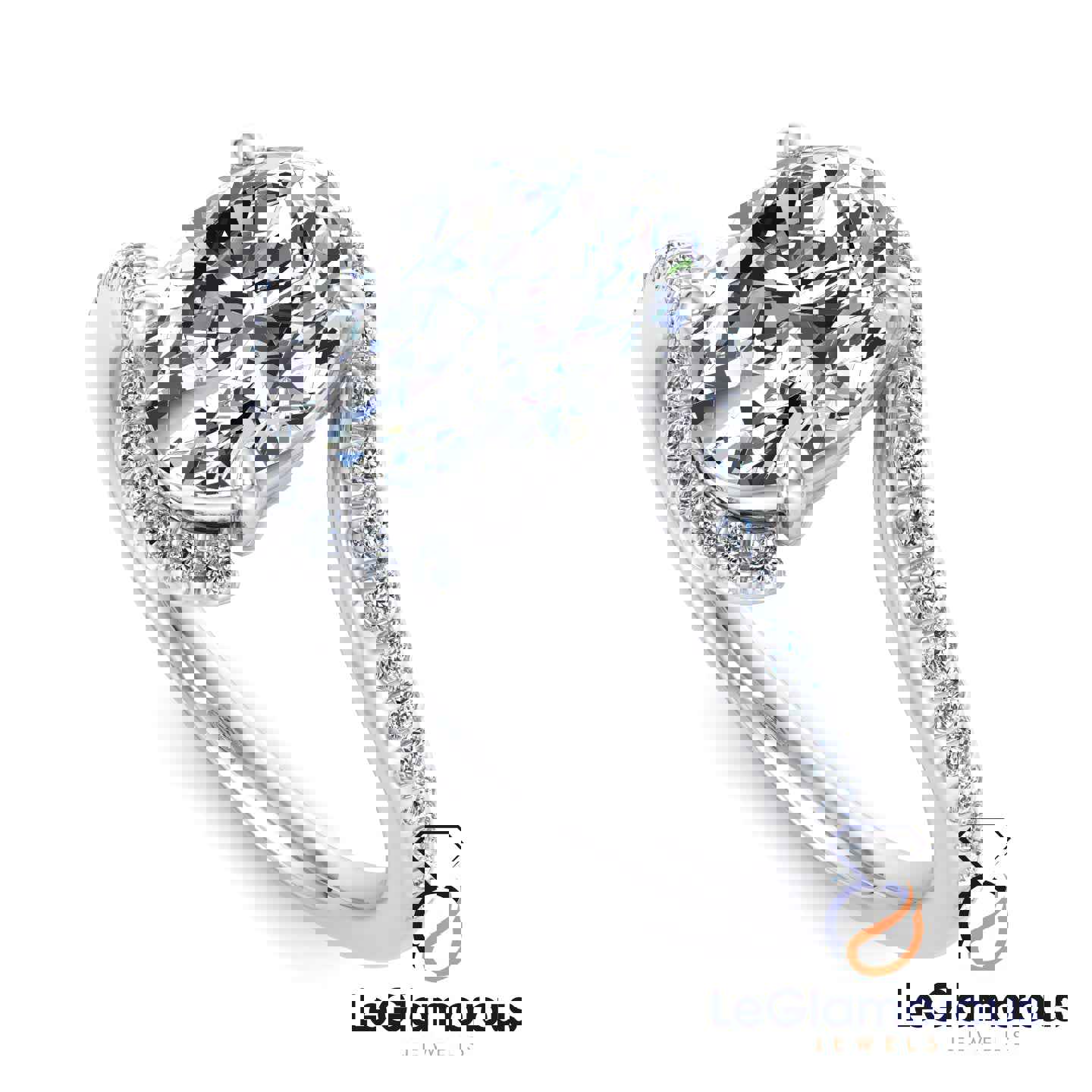 Oval Cut Lab Grown Diamond Pave Setting Engagement Ring