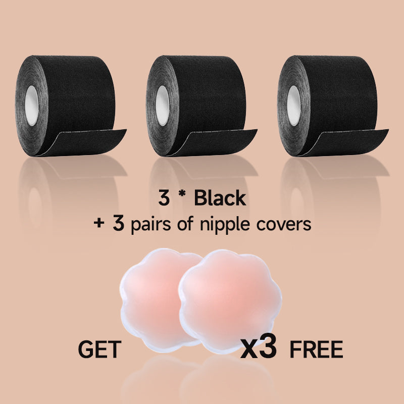 LauraCollection® Sticky Boob Tape - Buy 1 Get 2 Free (Black)