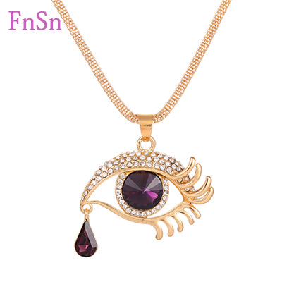 Fashion Women's Crystal Pendant Necklace - Gold Plated Zinc Alloy Trendy Jewelry