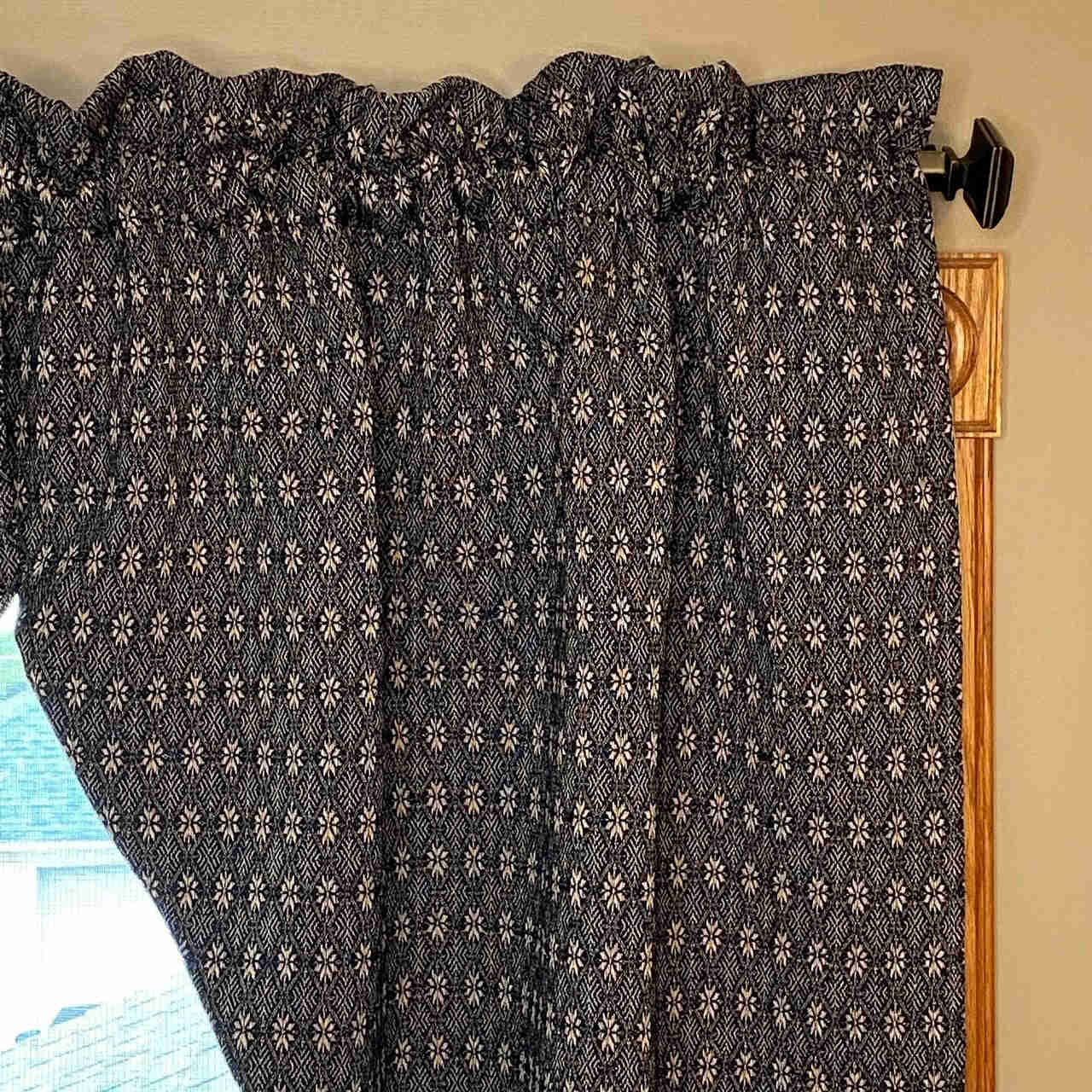 Packsville Rose Black and Linen Woven Lined Long Swag Curtains 63