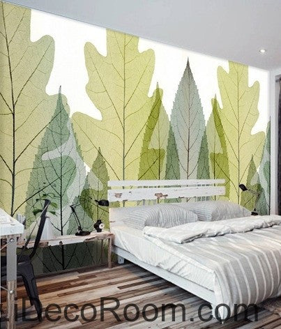 Transparent Phoenix Tree Leave IDCWP-000058 Wallpaper Wall Decals Wall Art Print Mural Home Decor Gift