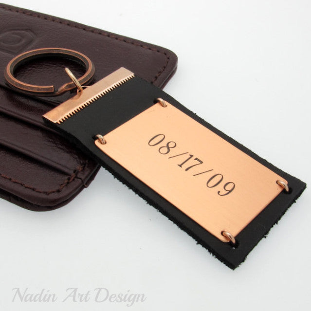Personalized Leather Keychain for Men - Custom Engraved Gift for Husband, Dad, or Boyfriend