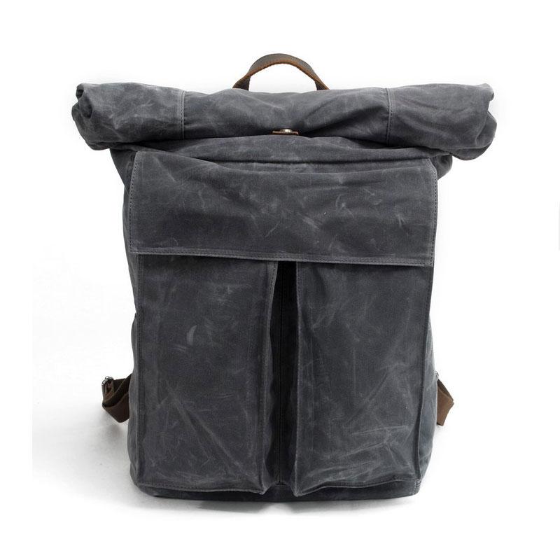 Badass Waxed Canvas Mens Travel Backpack - Durable Hiking & Laptop Backpack