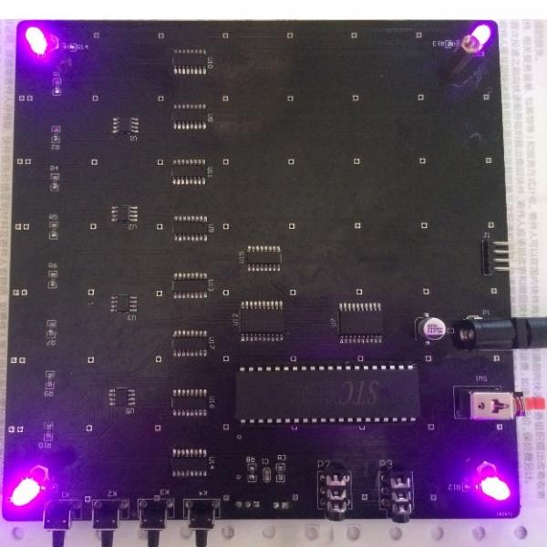 8x8x8 Cube 3D Light Square Blue LED Electronic DIY Kit with Welded PCB Board + Bright Pink Round Lamp