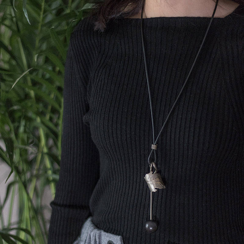 Handmade Ebony Pendant Long Necklace - Unique Jewelry for Men & Women