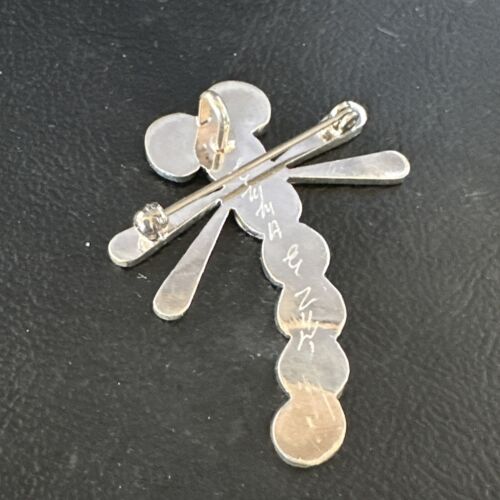 Blue Kingman Turquoise Zuni Sterling Silver Dragonfly Inlay Pin Pendant