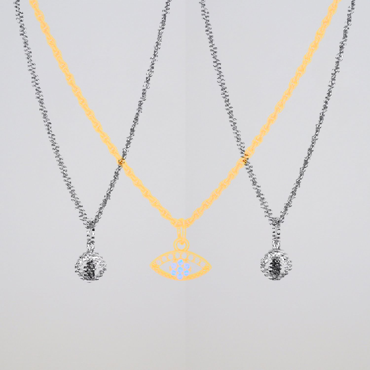 The Defender Necklace - 18k Gold Filled Rope Chain with CZ Evil Eye Charm
