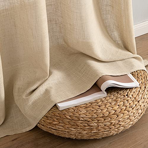 MIULEE Linen Curtains 84 Inch Length 2 Panels for Bedroom Living Room, Thick Linen Textured Soft Window Drapes