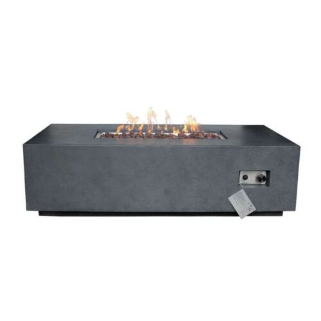 Elementi 60 Dark Gray Granville Concrete Rectangle Gas Fire Table