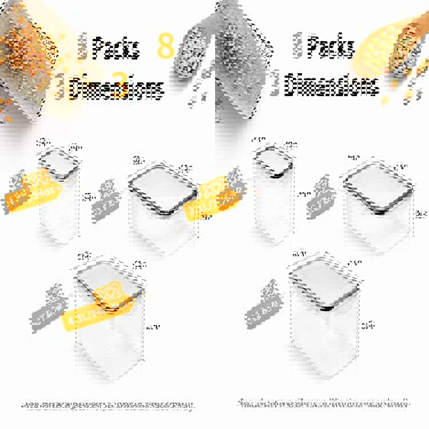 Kitsure Airtight Food Storage Container Set with Lids - 8 PC - Leak-proof & BPA Free