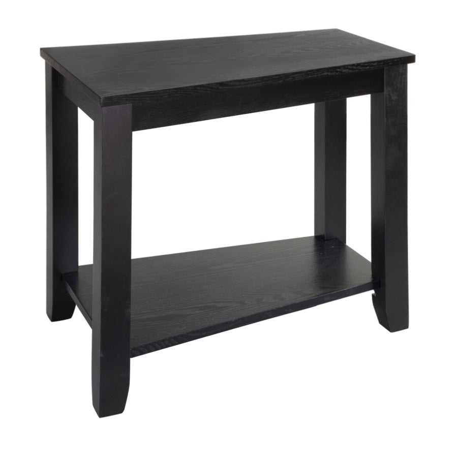 ZUN Contemporary Black Finish Wedge Shape Chairside Table with Lower Shelf