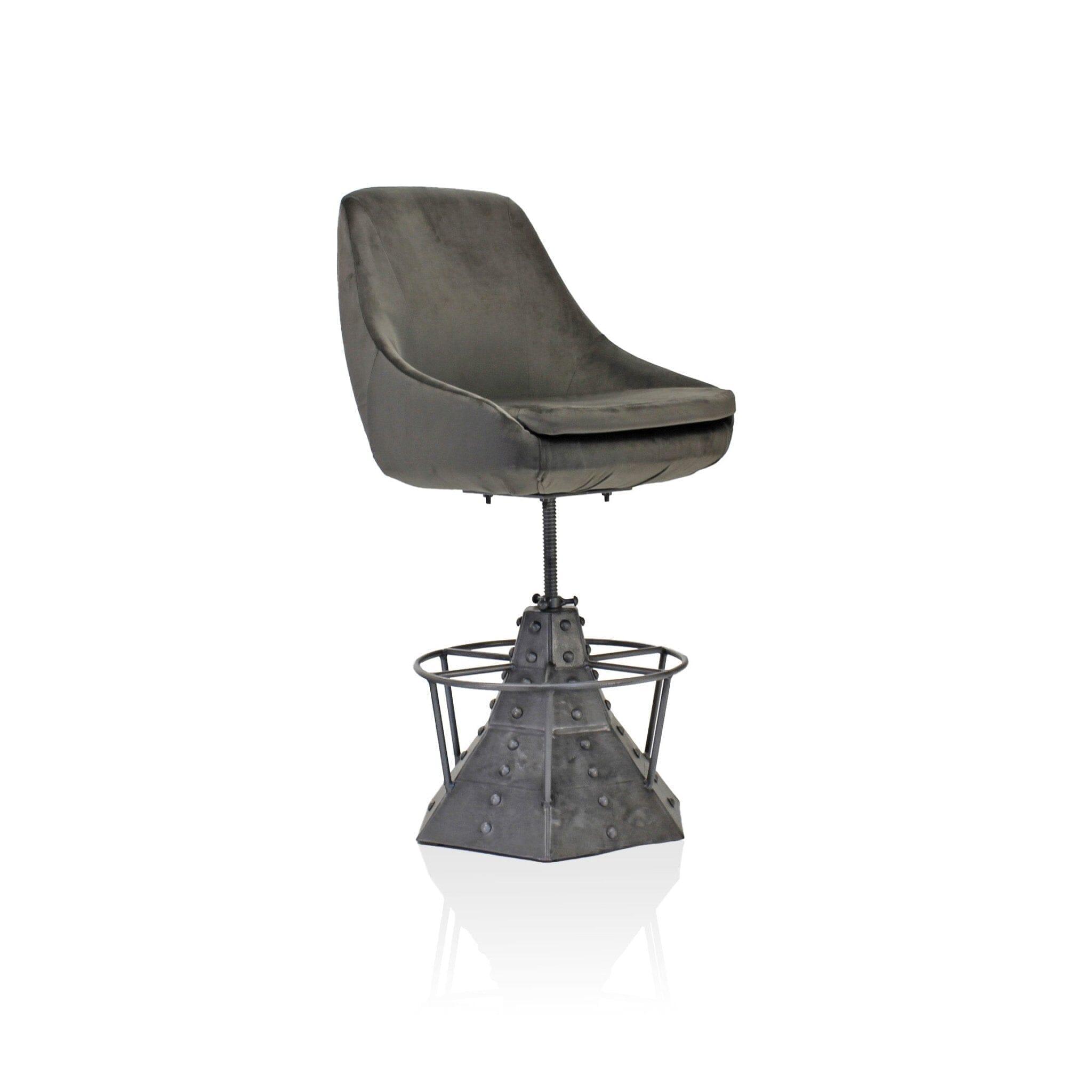 Casemate Industrial Dining Chair - Adjustable Height - Gray Velvet - Pair