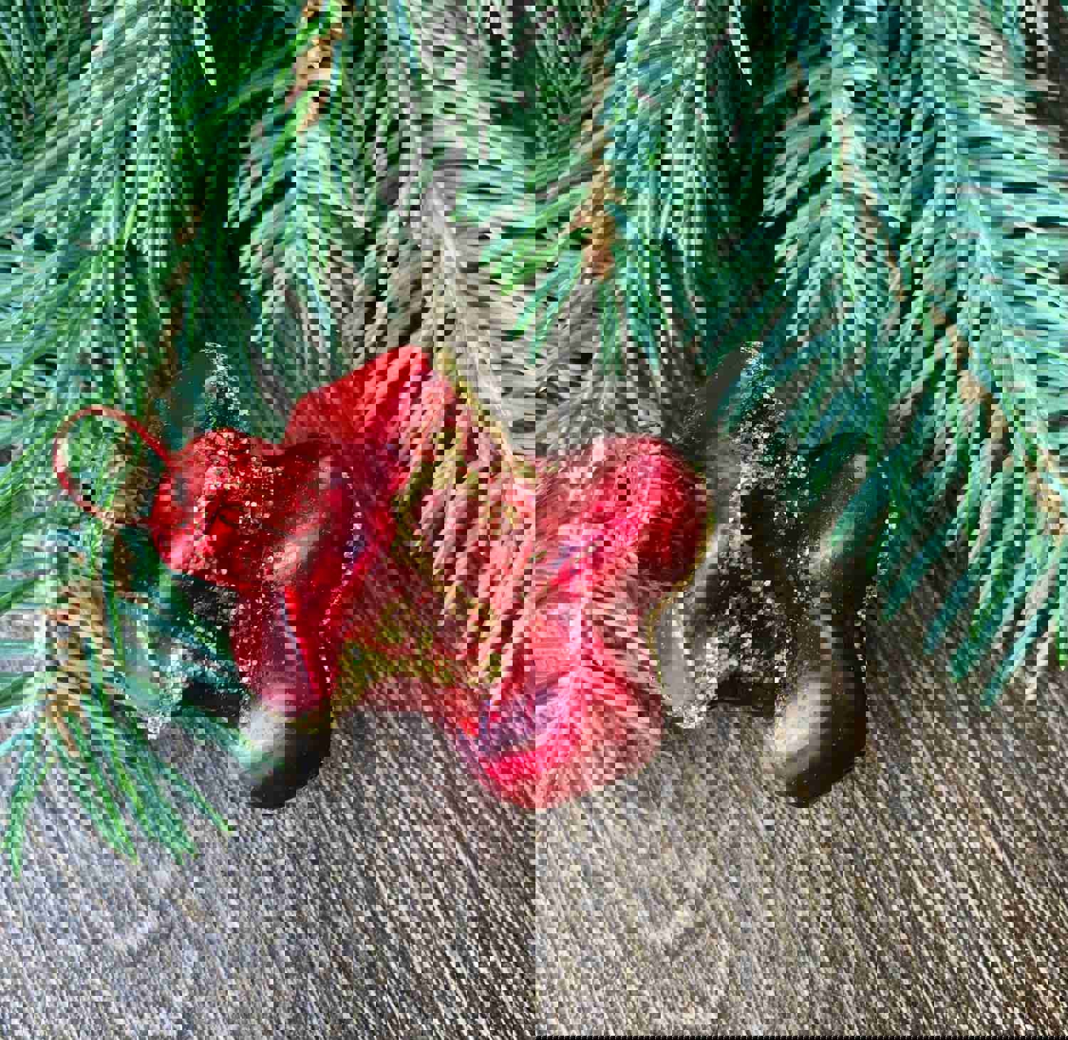 Handmade Boots Christmas Glass Ornament - Vintage Holiday Decoration