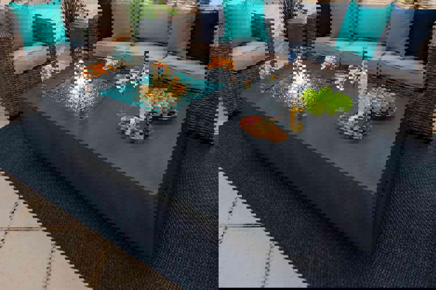 65 Rectangular Outdoor Propane Gas Fire Pit Table in Gray