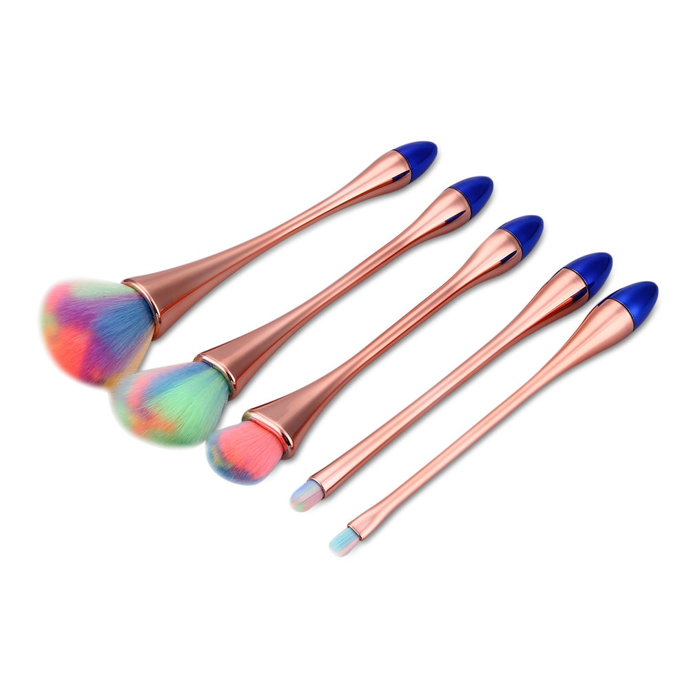 5pcs Colorful Hair Makeup Brushes Set - Soft & Easy to Use Beauty Tools