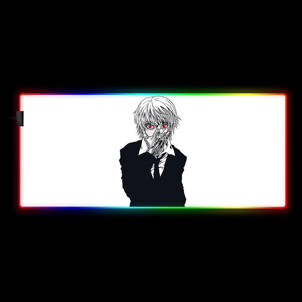 Kurapika Red Eyes Design RGB Gaming Mouse Pad with USB LED Lighting, Large Size for Gamers