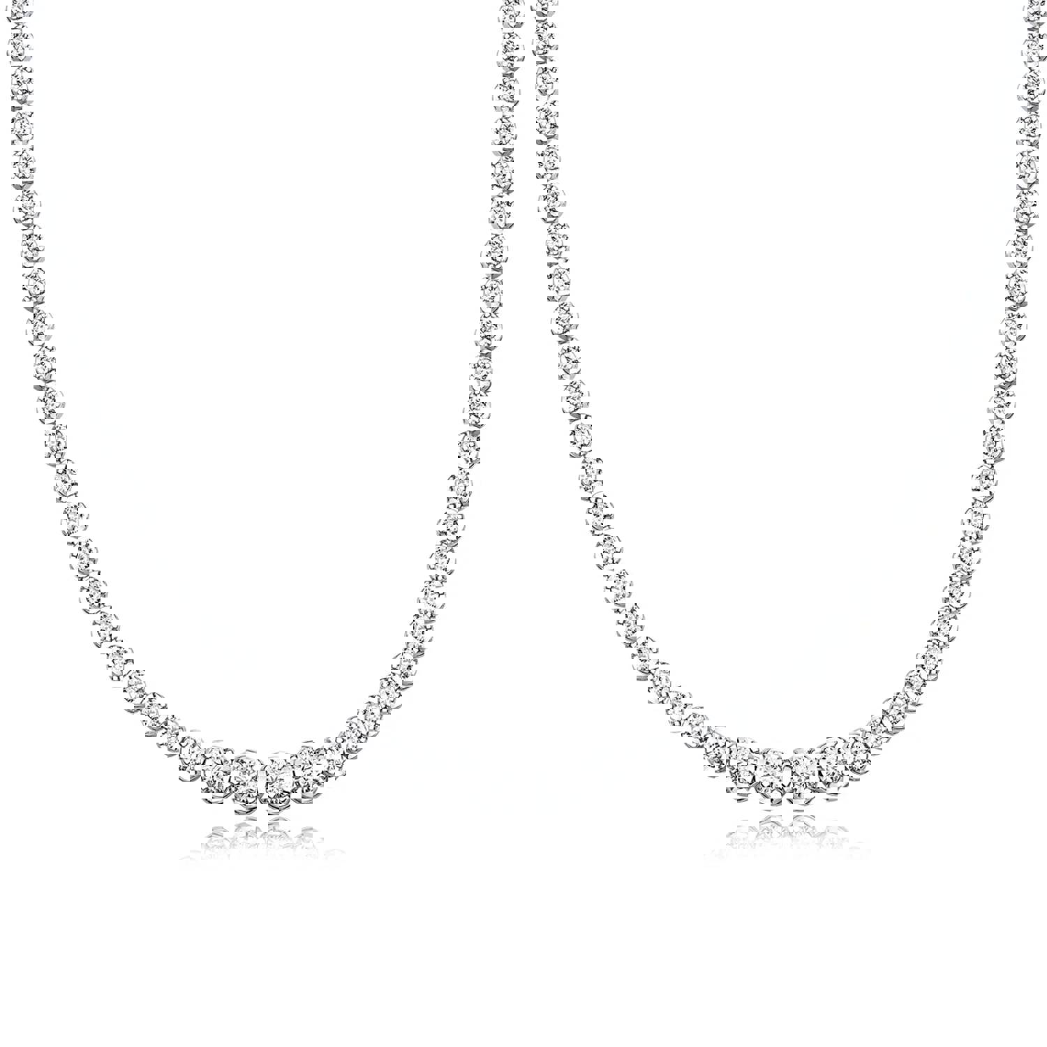 Arctic Elegance Tennis Necklace with Moissanite & CZ Gems