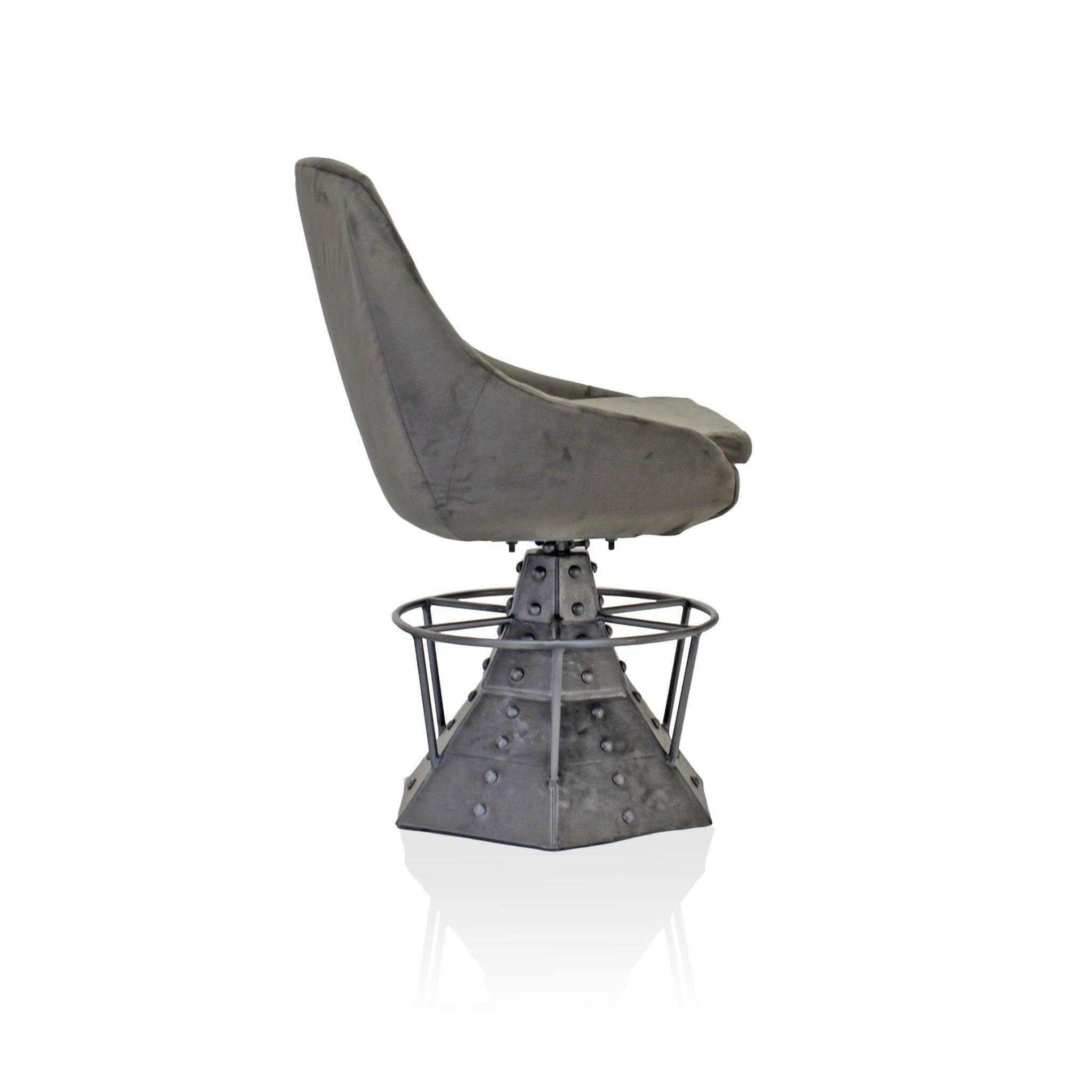 Casemate Industrial Dining Chair - Adjustable Height - Gray Velvet - Pair