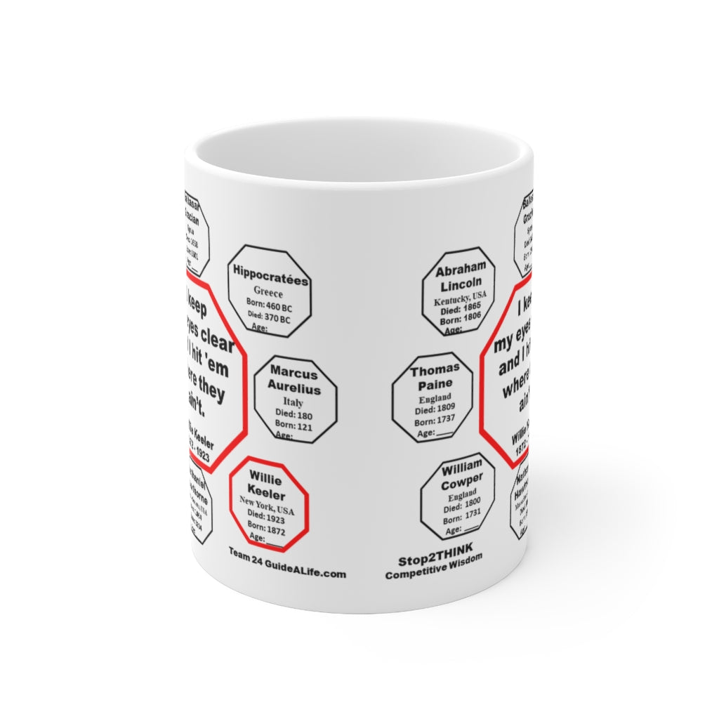 MW-24.4-I Keep My Eyes Clear and I Hit Em Where They Aint - Willie Keeler 1872 - 1923 - Drink Wisely in MugWisdom - Ceramic 11oz Cup