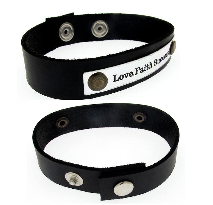 Custom Engraved Latitude Longitude Bracelet Cuff for Men - Personalized Leather Gift
