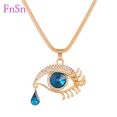 Fashion Women's Crystal Pendant Necklace - Gold Plated Zinc Alloy Trendy Jewelry