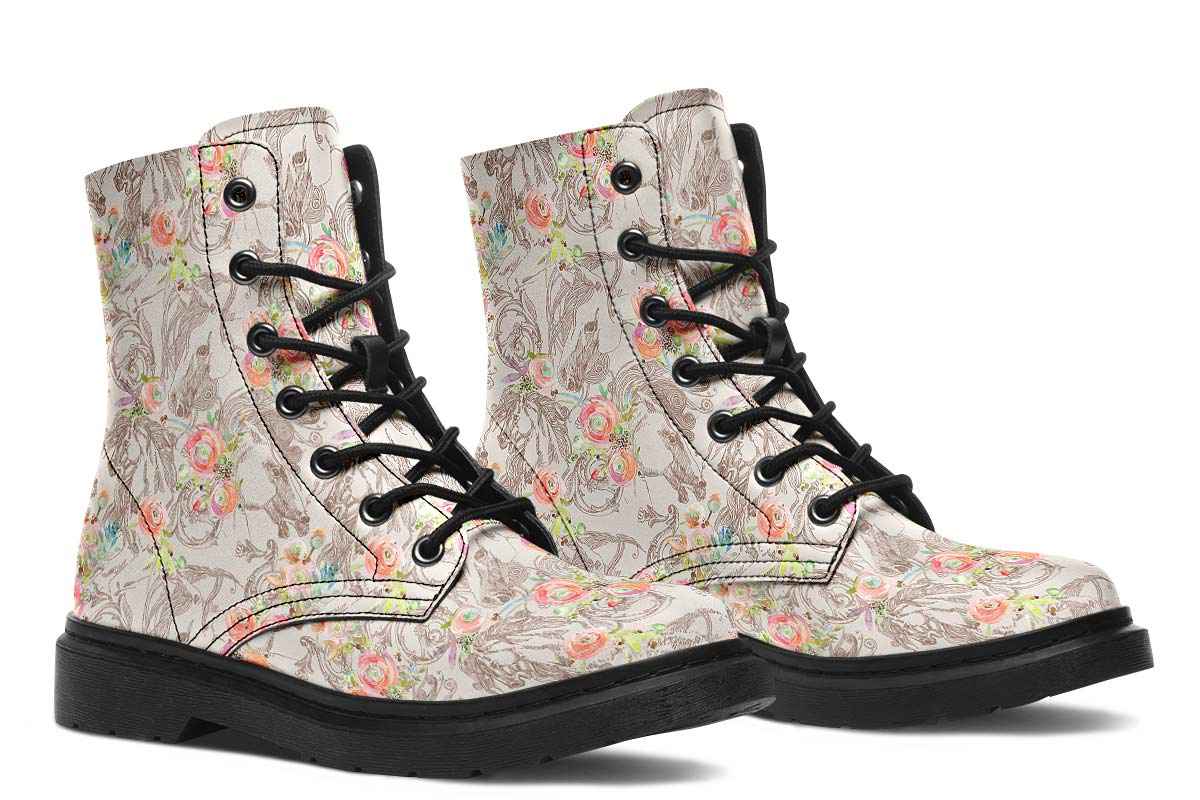 Floral Horse Boots - Custom Printed Vegan Boots with Memory Foam