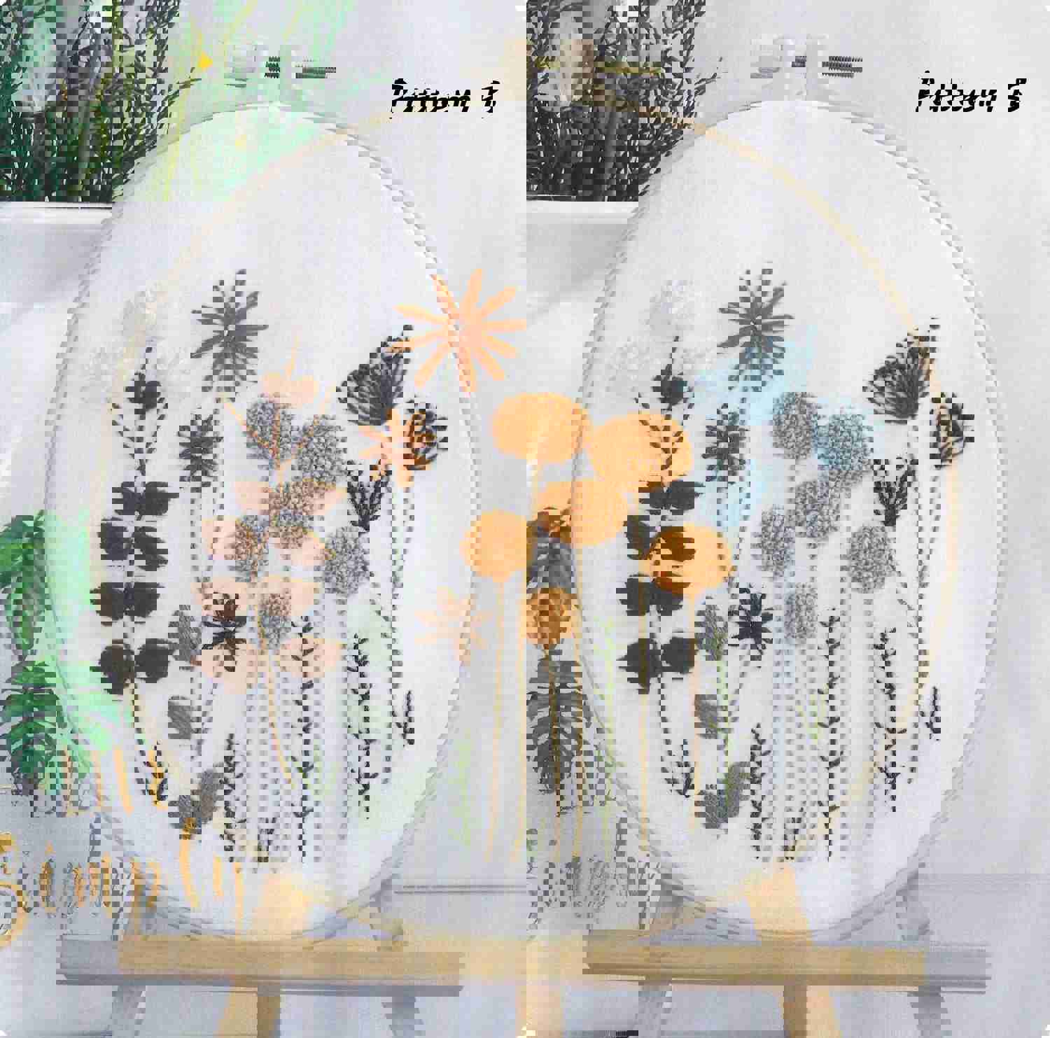 Beginner Floral Embroidery Kit - DIY Craft with Flowers, Cat Tails, Poppy, Daisy, and Baby’s Breath