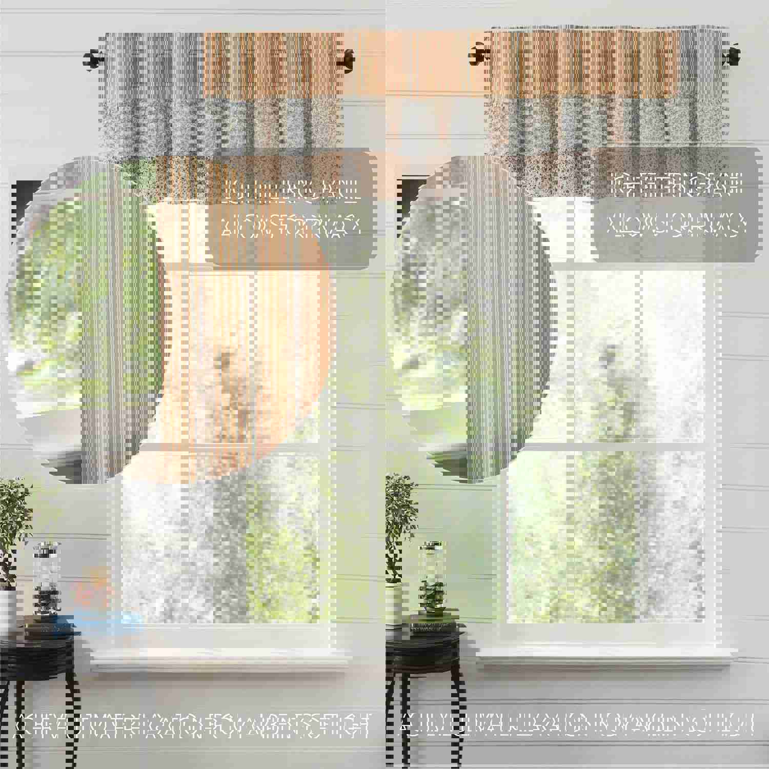 Kaila Ticking Gold Ruffled Valance 16x72 - Cottage-Style Window Decor