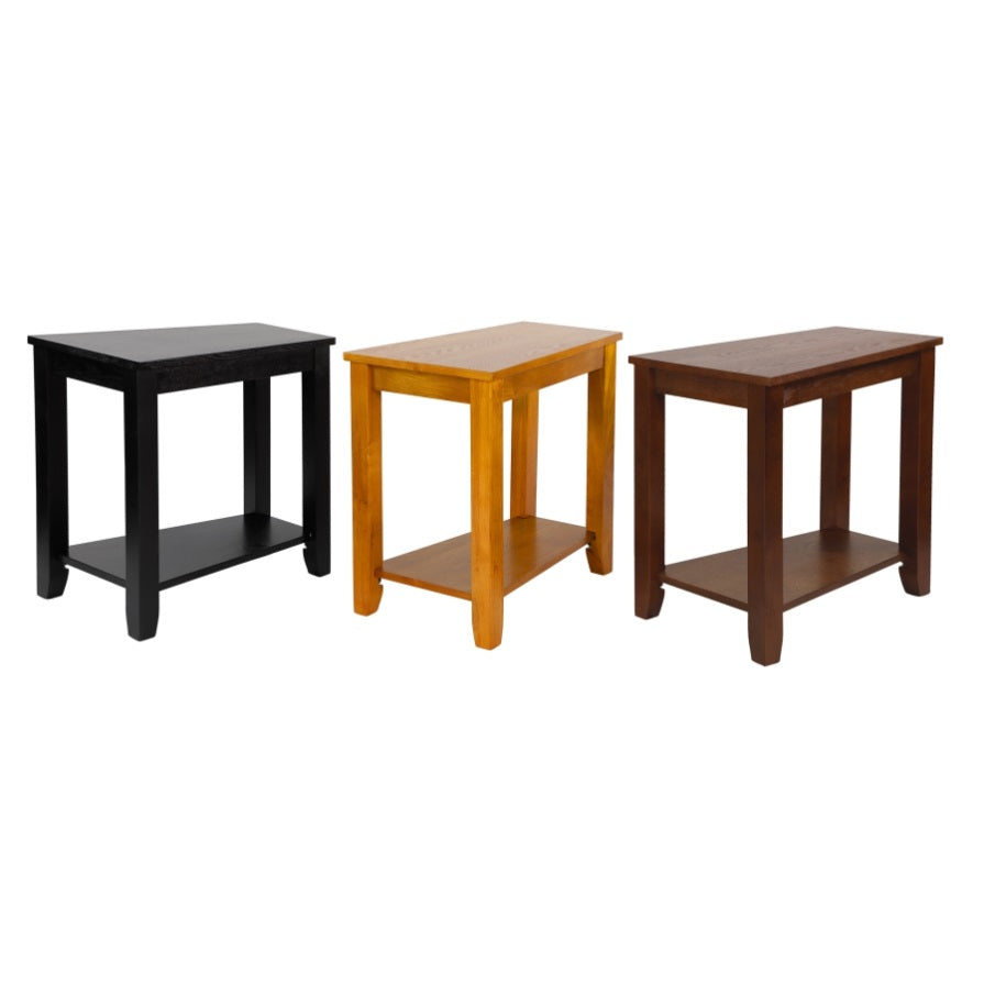 ZUN Contemporary Black Finish Wedge Shape Chairside Table with Lower Shelf