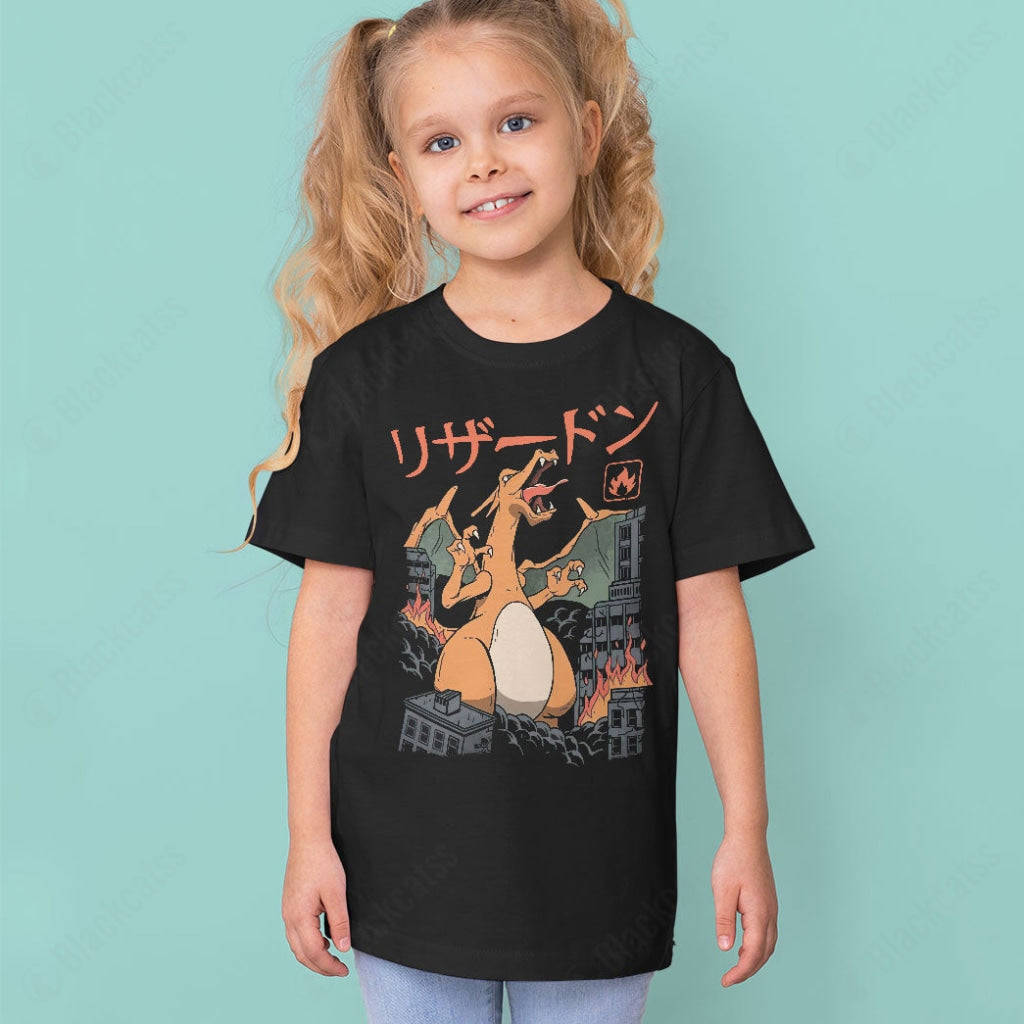 PKM Charizard Fire Kaiju Kid Custom Graphic T-Shirt