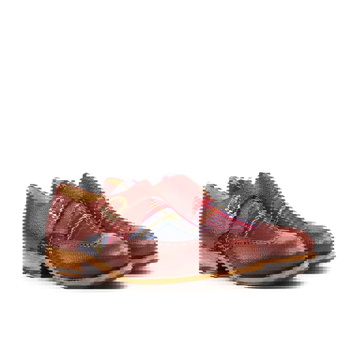 DapperFam Brenno Red Tartan Mens Single Monk Strap Shoe