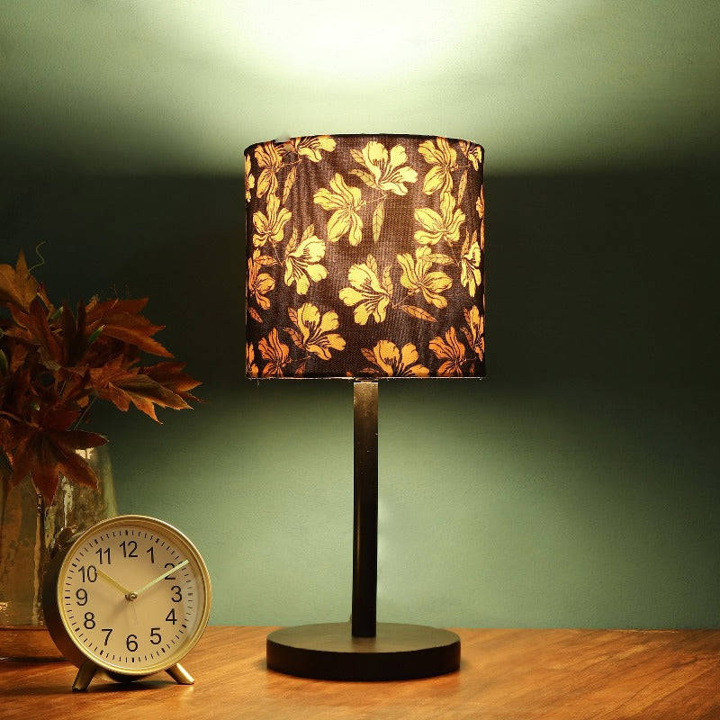BTR CRAFTS Raven Black Metal Table Lamp with Premium Color Shade (Pack of 2)