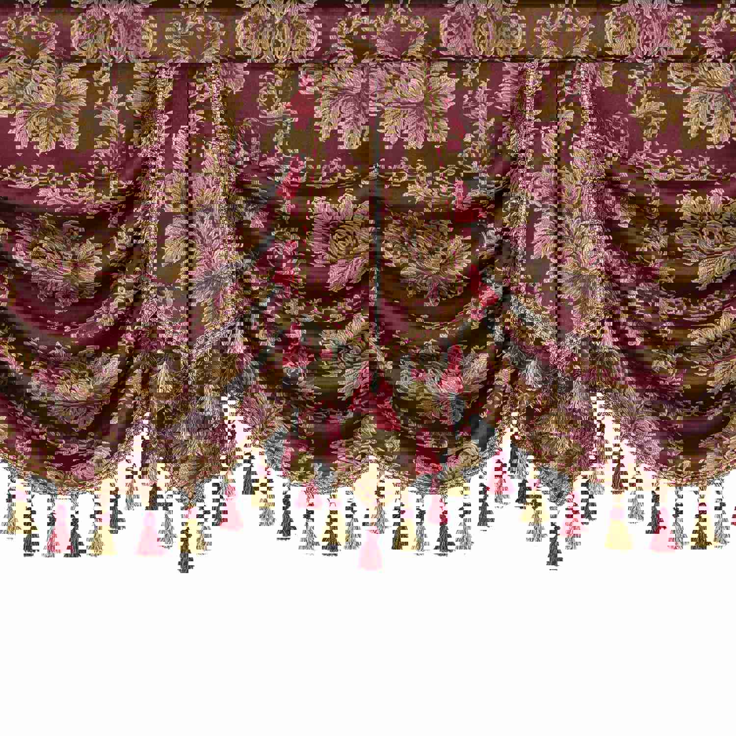 Bordeaux Swag Valance - Classic Woven Pattern Burgundy Window Valance