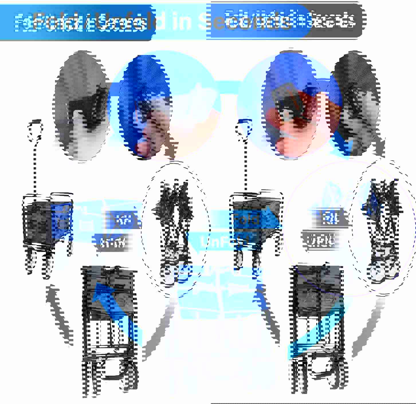 Heavy Duty Folding Outdoor Wagon Cart for Beach, Park, and Camping