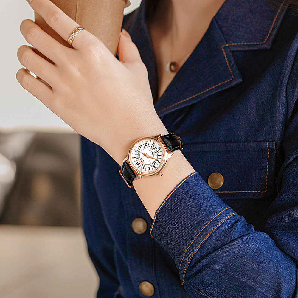 Guou 6044 Women's Fashion Watch - Large Dial, Quartz Movement, Waterproof