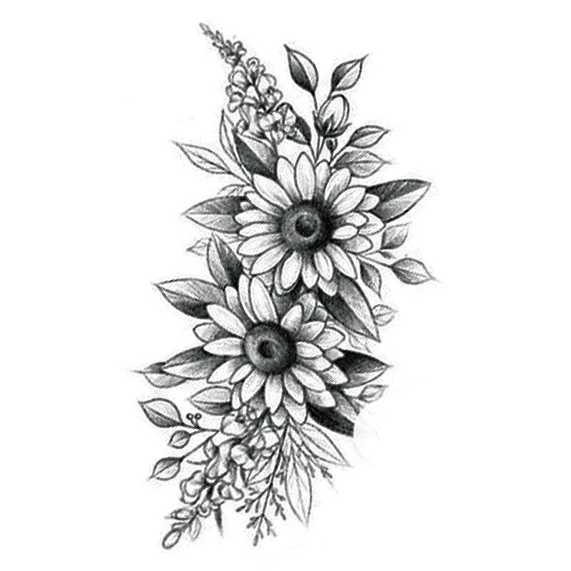 Qfdian Black Rose Temporary Tattoo Sticker - Realistic Fake Tattoo for Parties & Festivals