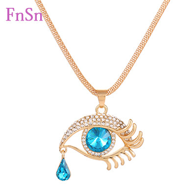 Fashion Women's Crystal Pendant Necklace - Gold Plated Zinc Alloy Trendy Jewelry
