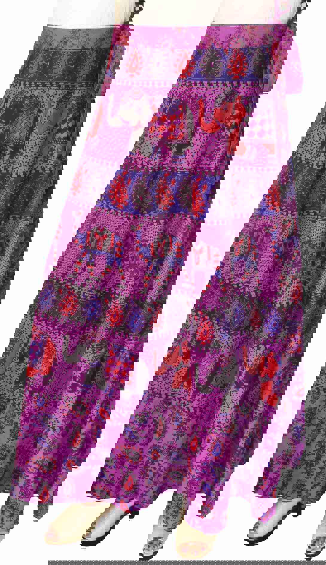 Women's Cotton Wrap Around Long Skirt with Hand Block Print (Purple)